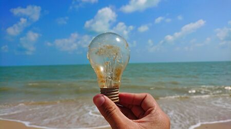 light bulb idea create in the sea ocean