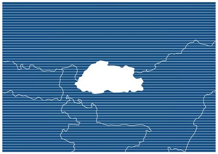 Asia zone Bhutan Blue print map classicのイラスト素材