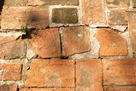 Ancient red brick wall vintage building