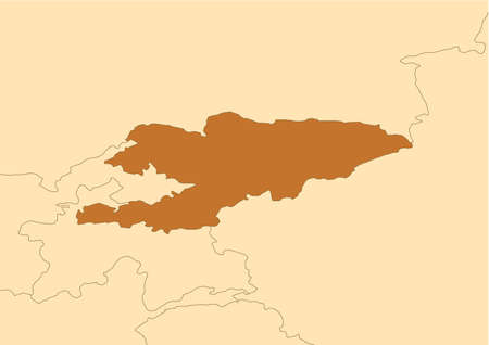 Kyrgyzstan map old vintage asiaのイラスト素材
