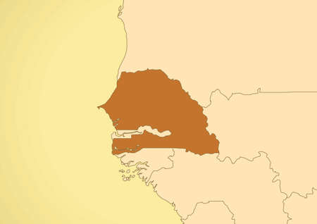 Senegal map old vintage  Africaのイラスト素材