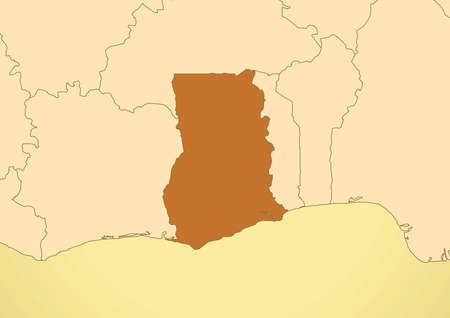 Ghana map old vintage  Africaのイラスト素材