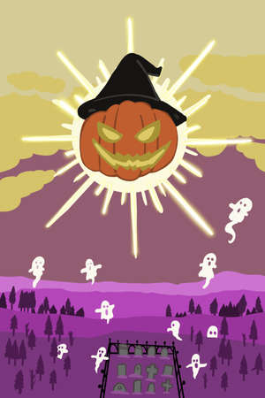 Halloween pumpkin ghost october 31 night creepyの写真素材