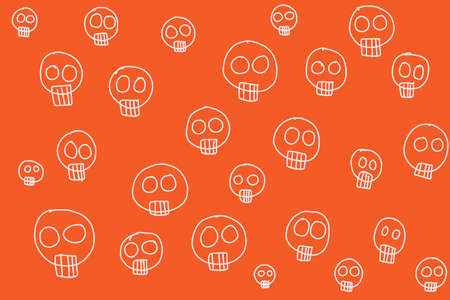 skulls bone pattern with halloween festival orange wallpaperの写真素材