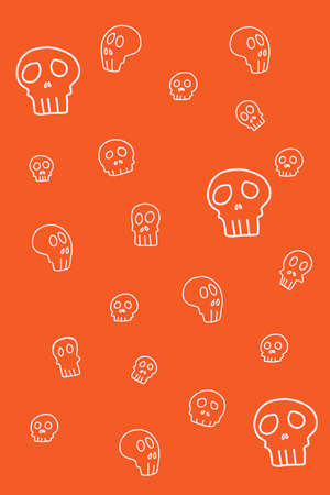 skulls bone pattern with halloween festival orange wallpaperの写真素材
