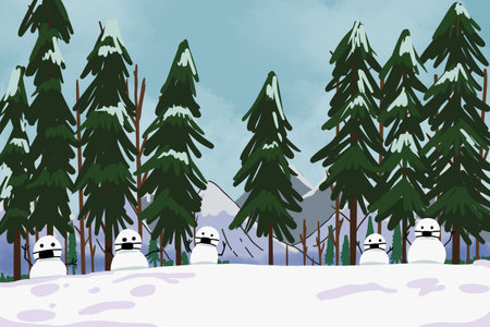 happy xmas snowman in winter maskの写真素材