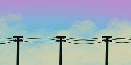 Electric pole clounds chill view wallpaper Phoneの写真素材