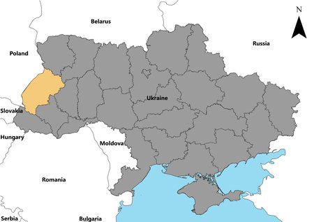 Lvivska Ukraine map Europeの写真素材