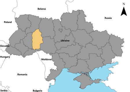Khmelnytska Ukraine map Europeの写真素材