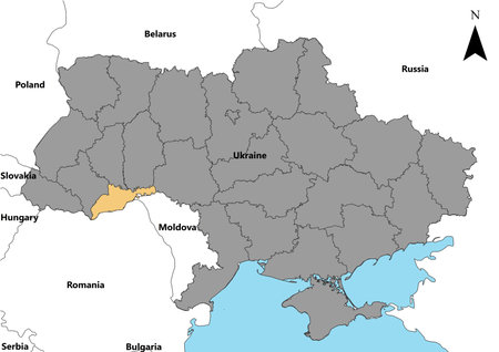 Chernivetska Ukraine map Europeの写真素材