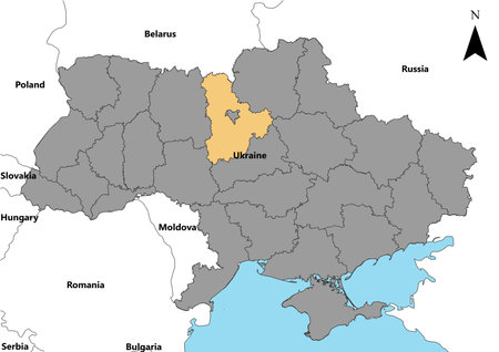 Kyivska Ukraine map Europeの写真素材