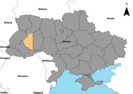 Ternopilska Ukraine map Europeの写真素材