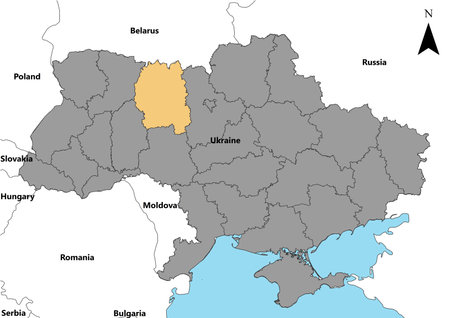 Zhytomyrska Ukraine map Europeの写真素材