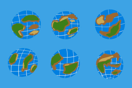 Set of Earth globes on a blue background. Vector illustration.のイラスト素材