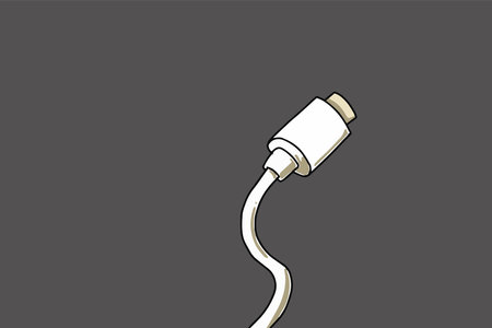 USB Type C cable on a Apple Phone black background