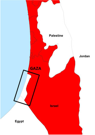 Gaza Strip political map territory on the coast of Mediterranean Seaの写真素材