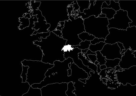 Switzerland map europe black backgroundのイラスト素材