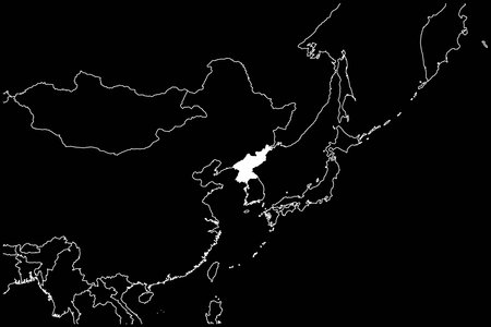 North Korea map Asia black backgroundのイラスト素材