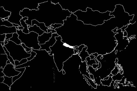 Nepal map Asia black backgroundのイラスト素材