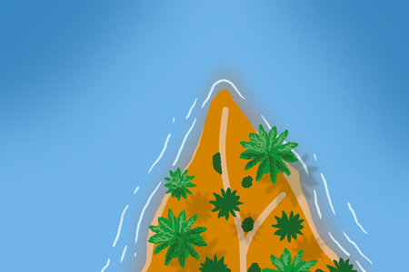 Map of the tropical island of flat style  island in the ocean with palm treesの写真素材