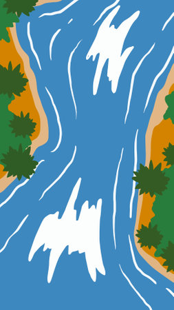 Map of the tropical river of flat style forestのイラスト素材