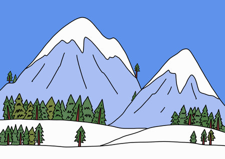 Winter snow landscape and snowy hills and fields seasonの写真素材