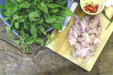 Prepare cooking ingredients. At lunch.の写真素材