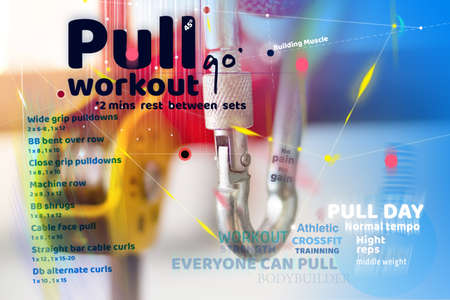 Poster Free weights workout style. Pull day workout routines. it is easy style and very popular in...
