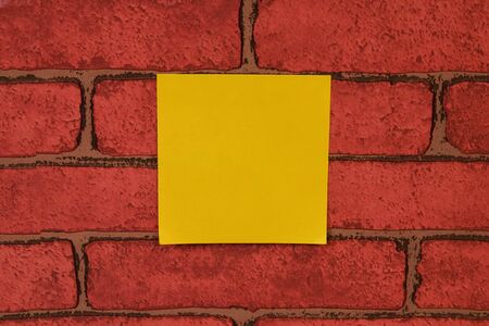 post it note with brick  wallの写真素材