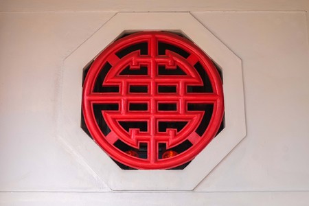 white wall with chinese characterの写真素材