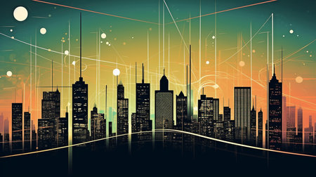 notion of a technology city a vector-based visual.   Generative Aiの素材