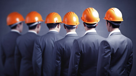 Back view of a backdrop industrial complex with an engineer.  AI generatorの素材