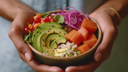 a balanced poke bowl. AI generatorの素材