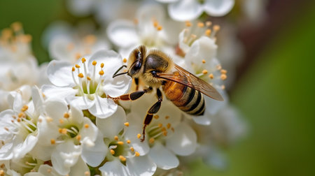 flower pollination by bees. Generative Aiの素材