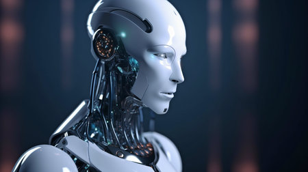 Future evolution of cyborgs and robots. GENERATE AIの素材