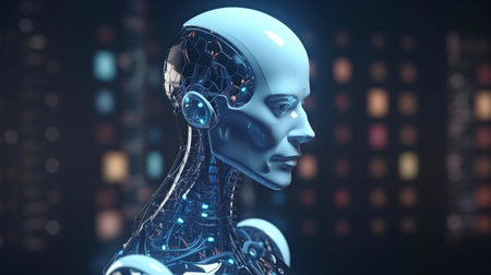 Future evolution of cyborgs and robots. GENERATE AIの素材