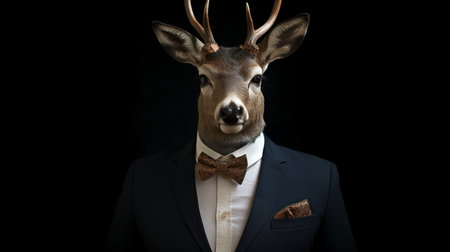 The buck had black accessories and a suit on. The Generative AIの素材