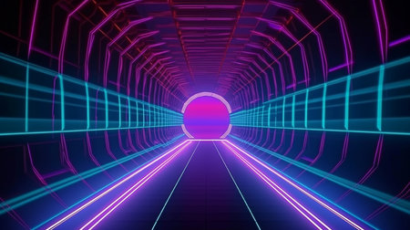 Future metropolis futuristic technology space backdrop neon tube. The Generative AIの素材