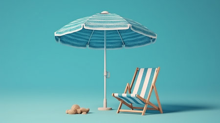 Summer vacation concept in 3D with a beach chair. GENERATE AIの素材