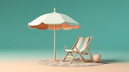 Summer vacation concept in 3D with a beach chair. GENERATE AIの素材