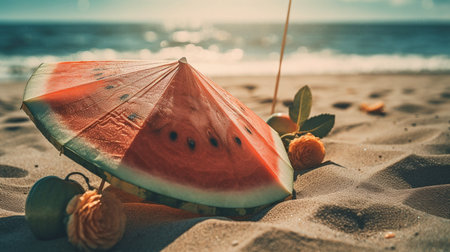 Scene on a summer beach. GENERATE AIの素材