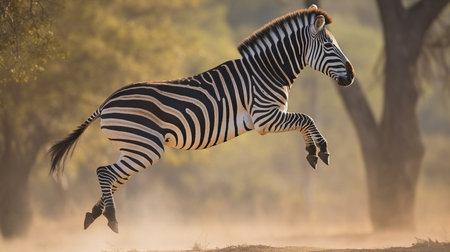 Jumping zebras are tense. GENERATE AIの素材