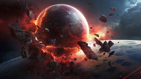 Illustration of Planet Destroyment in Space Concept Art. GENERATE AIの素材