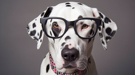 a Dalmatian female dog wearing glasses.  GENERATE AIの素材