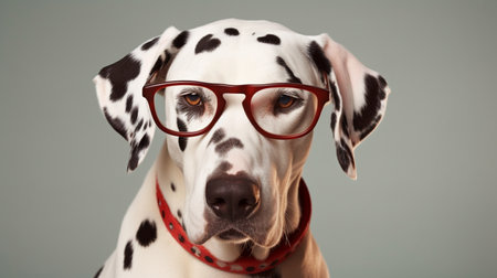 a Dalmatian female dog wearing glasses.  GENERATE AIの素材