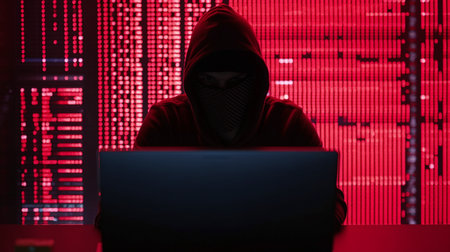 Devastating attacks on encrypted machines are carried out by hackers using hackpack servers and pages of green binary code. GENERATE AIの素材