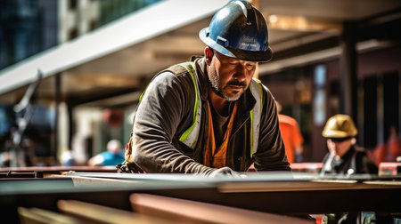 action shots of construction workers taken on the street. The Generative AIの素材