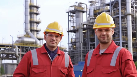 Petroleum industry workers industrial employees for gas. The Generative AIの素材