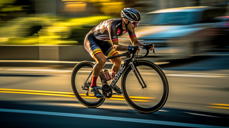 action shots of a guy biker being panned. GENERATE AIの素材