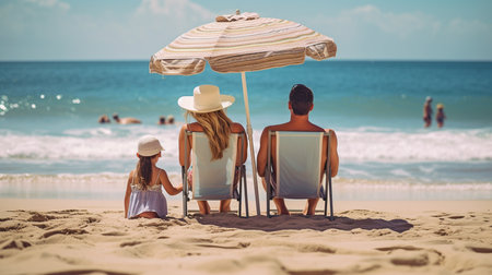 Spending valuable time as a family at the beach.  GENERATE AIの素材